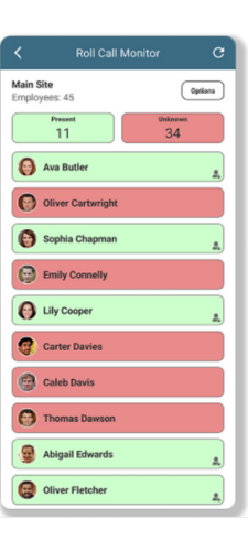Fire Roll Call Example Screen Shot
